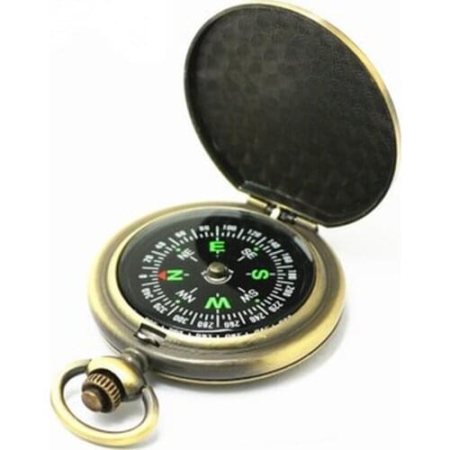 1 PC Vintage Bronze Compass Design Pocket Watch Retro Mens Retro Pocket Watch Compass Outdoor Tool