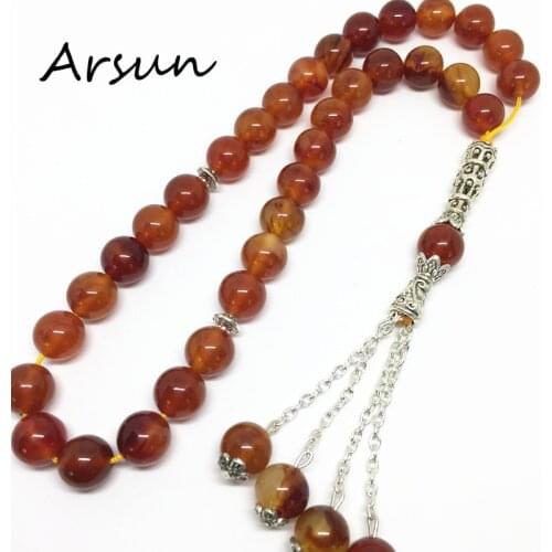 10mm Natural Resin Stone Round Shape 33 Prayer Beads Islamic Muslim Tasbih Allah For Men and Women Free Shipping