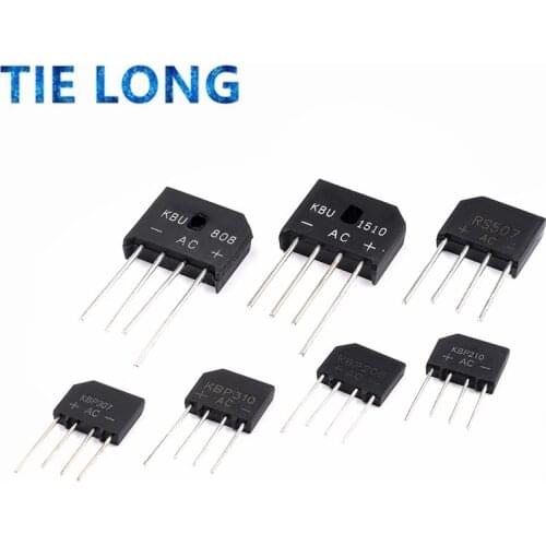 10PCS KBP206 KPB210 KBP307 KBP310 diode bridge rectifier KBU808 KBU1510 RS507 2A 3A 5A 8A 15A 600V 700V 800V 1000V