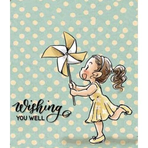 10x10 Girl holding a kite Ttransparent Clear Stamps Silicone Seals for DIY scrapbooking photo album Card Making