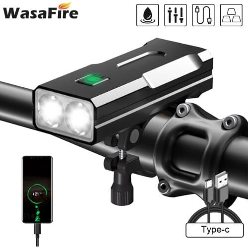 2*T6 LED Bike Light 1600LM USB Rechargeable Bicycle Front Light Power Bank Cycling Flashlight Ultralight 6 Modes MTB Headlight