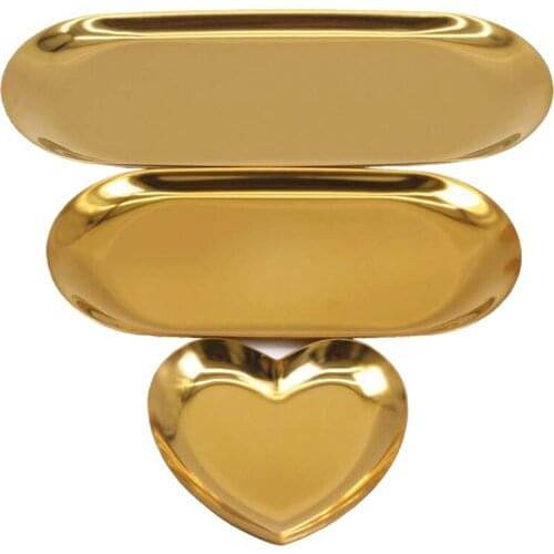 3Pcs Jewelry Tray Gold Tray Vanity Tray Jewelry Organizer Trays Candle Tray Cosmetic Tray Decorative Jewelry Dish for Vanity Liv