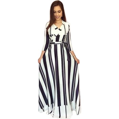 4XL 5XL Plus Size Women Maxi Long Dress Sexy V-neck Fashion Print 3/4 Sleeve Bohemian Dress Elegant Party Night Dating Wear