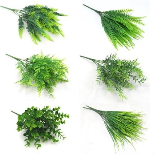 7 Fork Artificial Plants Water Grass Eucalyptus Plastic Green Grass Fake Flowers Wedding Decoration Home Office Desk Decors