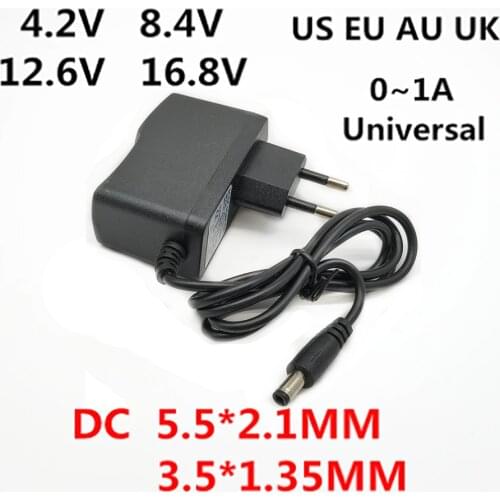 AC 100-240V DC 4.2V 8.4V 12.6V 16.8V 1A 1000MA Adapter Power Supply 4.2 8.4 12.6 16.8 V Volt charger for 18650 lithium battery