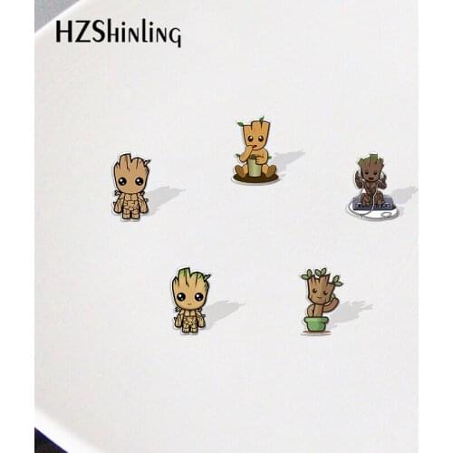 Groot Pattern Acrylic Lapel Pins Cartoon Badges Resin Epoxy Pins Deco for Jewelry Accessories