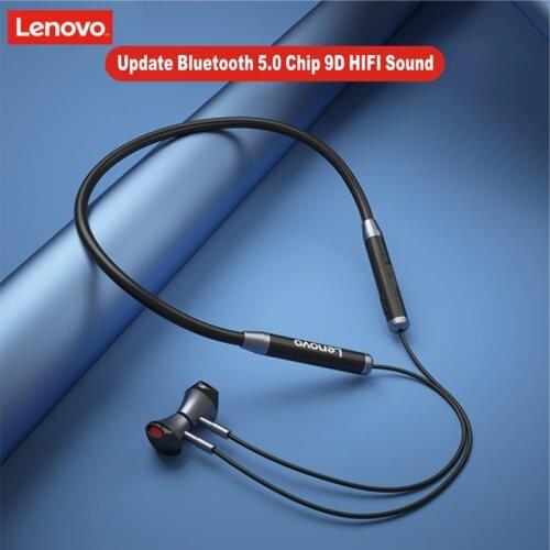 NEW Lenovo HE06 Bluetooth 5.0 Neckband Wireless Headphones Stereo Sports Magnetic Headphones Sports Running Waterproof Headset