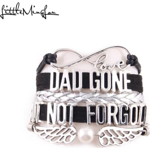 LIttle Minglou Dad gone but not forgotten bracelet wings Simulated pearl charm men bracelets & bangles fo women jewelry