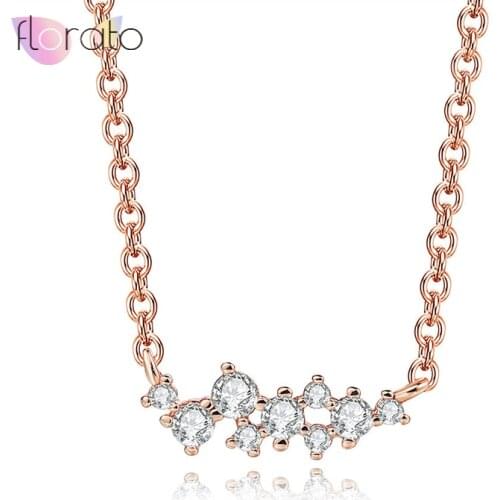 925 Sterling Silver Pendant Necklace for Women Simple Korean Style Irregular Zircon Constellation Clavicle Necklace Jewelry