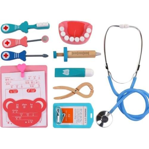 Wooden Early Learning Dental Model Doctor and Nurse Injection Kit Kids Toys Role-playing Girls Games Play House Childrens Toy