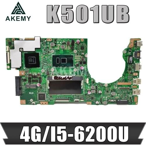 AKEMY For ASUS K501UX K501UB K501U laptop motherboard K501UX K501UB mainboard rev2.0 i5-6200U cpu GT940M 4GB RAM