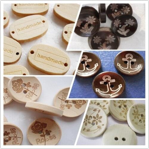 Elegant natural round wood clothing buttons wood sewing buttons decorative for craft 2 holes