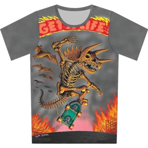 Joyonly Lovely Dinosaur Skate Letters Fire T shirt 2018 Summer Children Print T-Shirts Fashion Kids Baby Boys/Girls Tops Tees