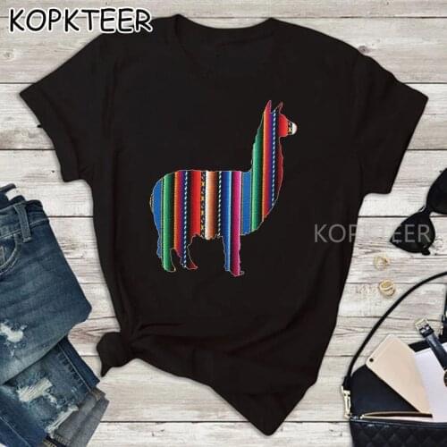 Llama Peru T Shirt Women Womens Harajuku Ullzang T-shirt Graphic Cartoon Tshirt 90s Aesthetic Top Tees