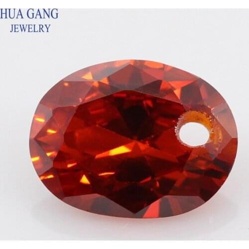 Single Hole AAAAA Oval Shape Brilliant Garnet Cubic Zirconia Stone For Jewelry Making 4x6~15x20mm High Quality CZ Beads