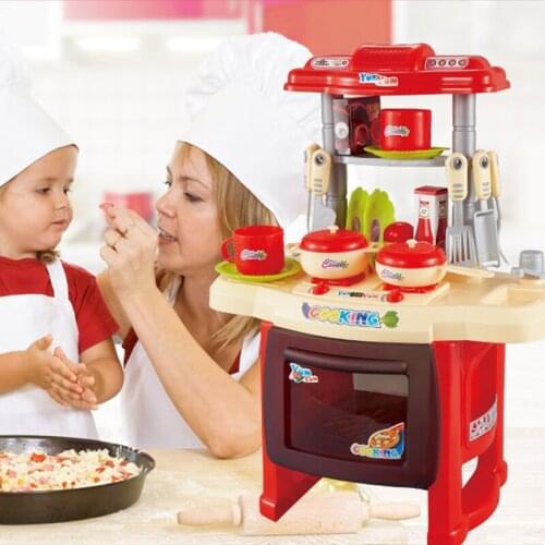 Kids Imitated Chef Pretend play Kitchen Toys Cooking Food with Music Dinnerware Set Cute toy for Children Gifts Fun Game