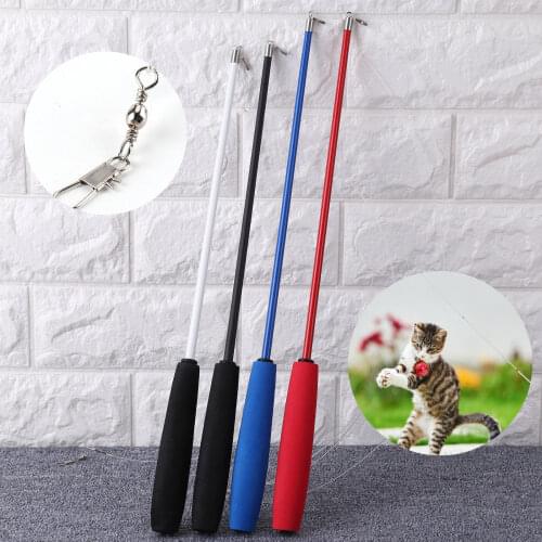 Cat Teaser Wands Interactive Retractable Fishing Pole Wand Cat Catcher Teaser Stick Rod Toy for Kitten Training Exercising