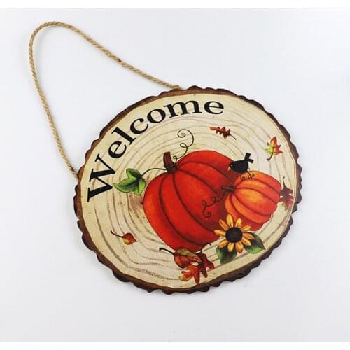 Indoor Chicken Coop Listing Home Decoration Statues Hanging Sign Door Plate Pumpkin Autumn Crow Sunflower Wooden Listed