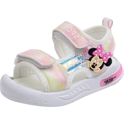 Disney Mickey 2021 Summer Boys Sandals Children Shoes Girls Beach Shoes Hollow Breathable Lightning Childrens Shoes