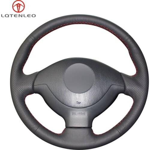 LQTENLEO Black PU Artificial Leather DIY Hand Sew Car Steering Wheel Cover For Suzuki Jimny 2005-2014
