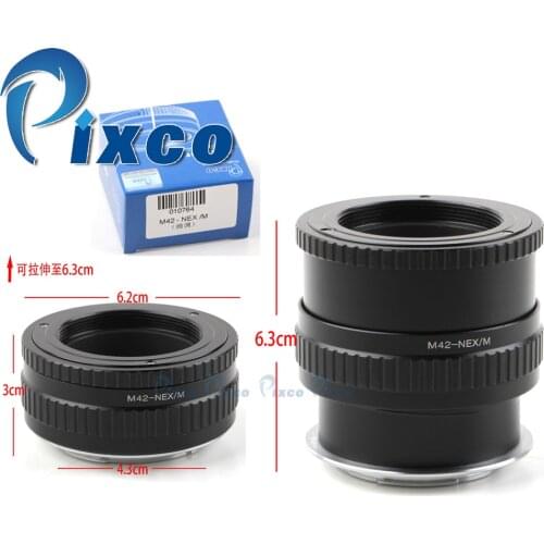 Pixco M42-NEX Focusing Macro Tube Helicoid Lens Adapter Ring Suit For M42 screw to Sony NEX 5T 3N 6 5R F3 7 VG900 VG30 EA50