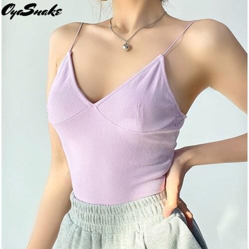 Oyasnake Strap Camis Solid Fashion Casual V-Neck Backless Tops Womens 2021 Summer New Hot Sexy Tanks For Females