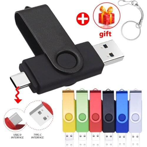 Metal OTG 2 IN 1 Type C Pendrive 128GB Pen Drive 64GB High Speed Cle Usb 2.0 Flash Drives 32GB Memoria Usb Stick 16GB 8GB 4GB