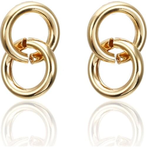 Fashion Temperament Simple Earrings Creative Wild Double Circle Round Ring Earrings Earrings Gift