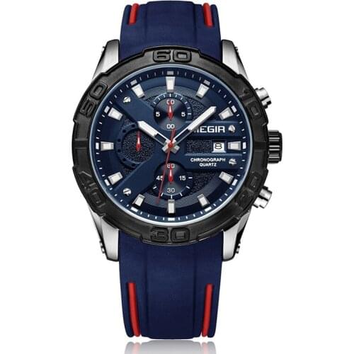 MEGIR Mens Waterproof Watch Chronograph Silicone Sports Casual Military Watches Men Top Luxury Relojes Hombre Strap Male Clock
