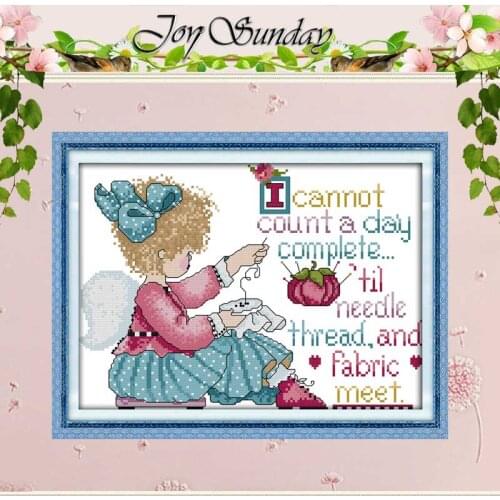A girl with embroidered Cross Stitch 11CT 14CT counted Cross Stitch Set Wholesale DIY Cross-stitch Kit Embroidery Needlework
