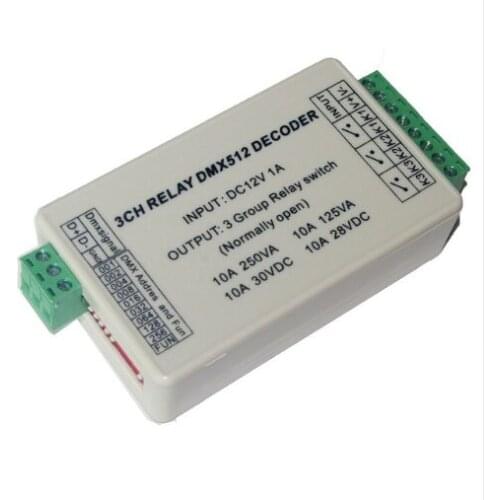 Wholesale 3CH dmx512 Controller,with case,3 channel DMX 512 RELAY OUTPUT ,LED DMX512 Decoder,Relay Switch Controller,Max 10A