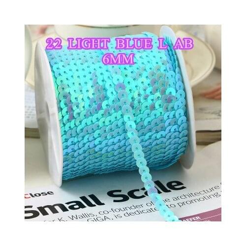 100 Yards 6mm AB Multi-Colored Sequins Trim, Sold per Packet of 1 Roll(100 Yards)-22 Light Blue L AB craft sequins spangle