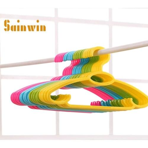 Sainwin 10pcs/lot Adult hanger plastic ellipse bowknot hangers oval shape clothes slip-resistant thick clothes hanger