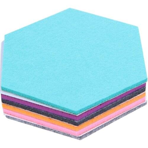 Practical Set Of 6 Hexagon Felt Pin Board Self Adhesive Bulletin Memo Photo Cork Boards Colorful Foam Wall Decorative Tiles With