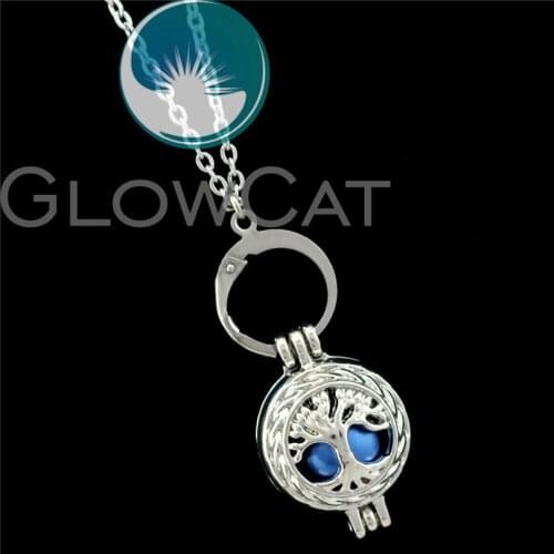 R-E23 Creative Plant Tree of Life Beads Cage Pendant Essential Oil Diffuser Aromatherapy Pearl Cage Locket Necklace