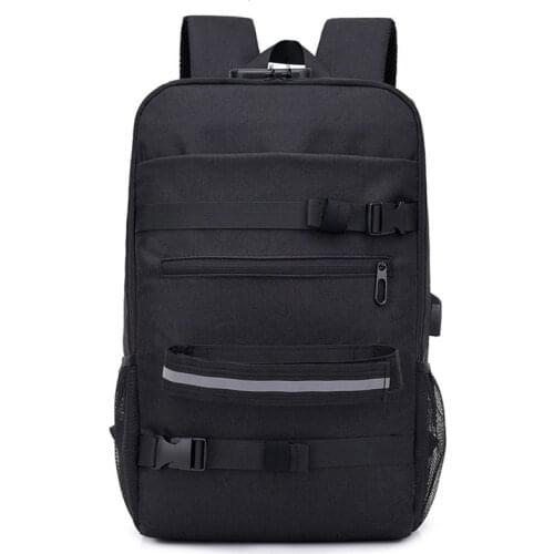 Skateboard Backpack Anti-Theft Password Lock USB Charging Shoulder Bag for Travel Leisure Computer Longboard Bag