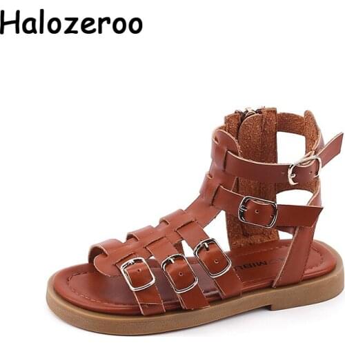 New Summer Kids Gladiator Sandals Children Brand Ankle Shoes Baby Girls Black Beach Sandals Weave Princess Shoes Dress Sandals