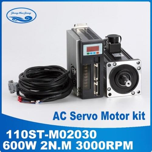 0.6KW servo motor + servo motor110ST-M02030 ac servomotor 2N.M 0.6KW 3000RPM Matched Servo Driver