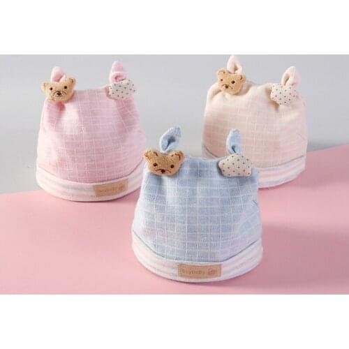 0-3 Months Cotton Cartoon Bear Stars Cute Boys Girls Beanie Kids Baby Hat Winter Warm Childrens Hats for Boys Girls Caps
