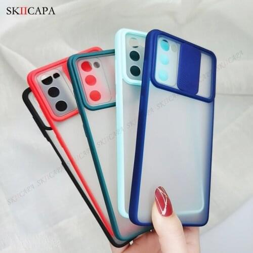 Slide Camera Lens Protection Phone Case For Samsung Quantum 2 A82 S20 FE S21 S20 Ultra A32 A72 Matte Translucent Shockpoof Cover