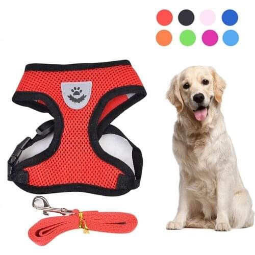 Pet Dog Cat Leash Harness Vest Reflective Adjustable Personalized Soft Breathable Nylon Vest Walk Lead Leashes Pet Accessories