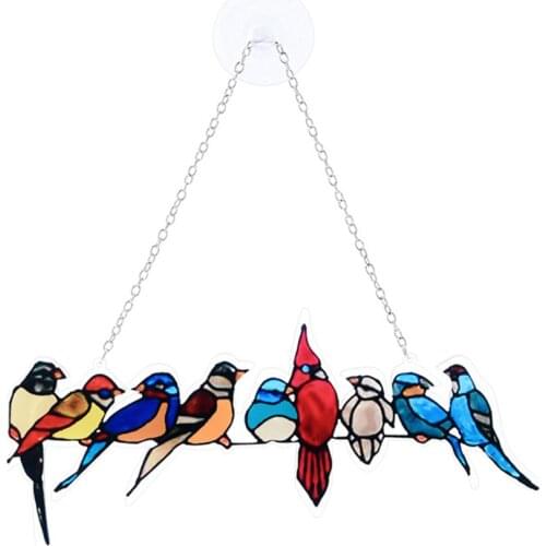 Birds Stained Glass Window Hangings Sun Catcher Bird Species Stained Pendant Acrylic Birds Hanging Mothers Day Gift Home Pendant