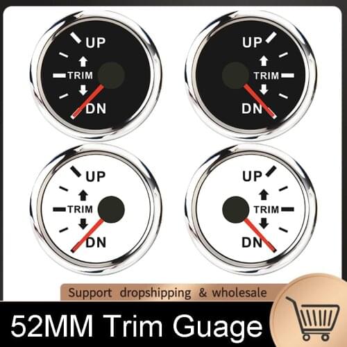 Waterproof IP 67 UP-DN Trim Gauge for 0-190ohm Boat Outboard Engine Trim Tilt GaugeWith Red Backlight fit 12~24V