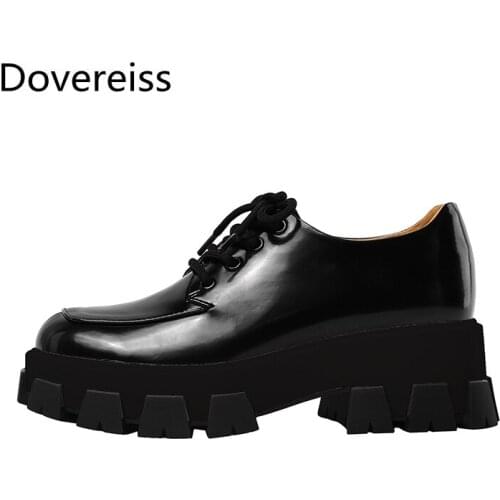 Dovereiss Fashion Spring zapatillas mujer goth Cross tied Pure color White Cross tied Loafers Round toe consice leather 6CM