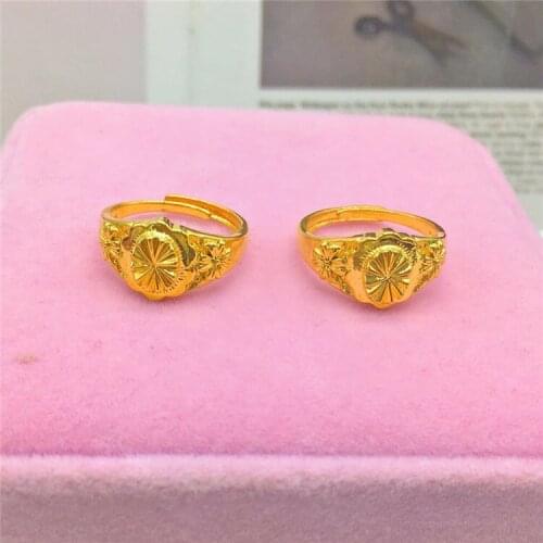 Womens 14k Gold Ring Thickened Yellow Gold Heart Ring Sunflower Design Ring for Wedding Engagement Jewelry Anniversary Gifts