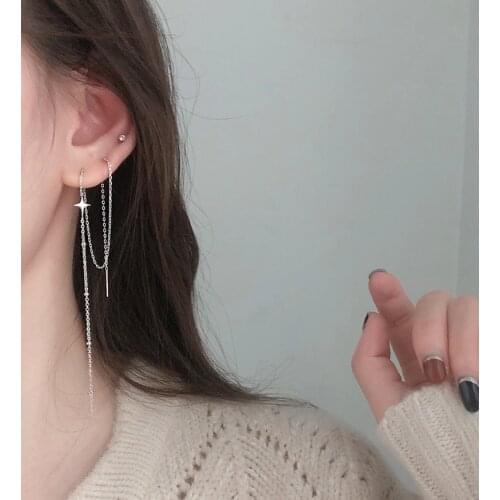 1 pcs Punk Fashion Tassel Cross Star Stud Earrings For Women Elegant Party Jewelry Accessories Brincos EH310