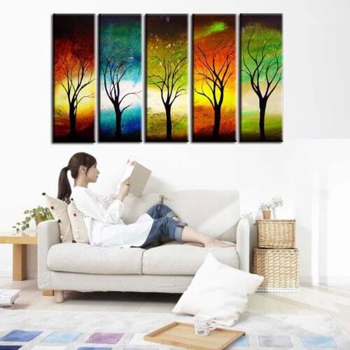 100% Hand painted oil painting wall canvas painting forest landscape pictures framework can match 5pcs/set WX-1507114