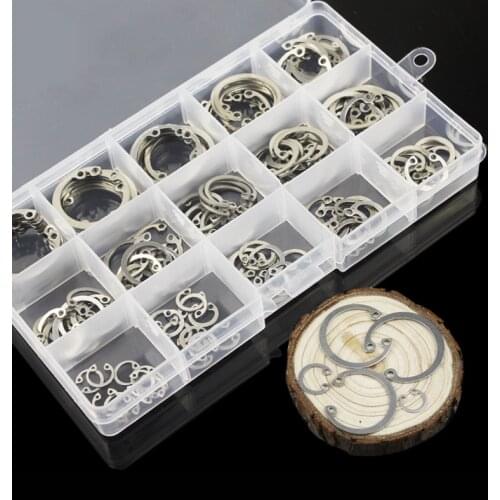 150pcs/set Internal Circlip Snap Ring Stainless Steel 15 Different Size C Type Ring Circlip Group Sets With Box Pack M8-26