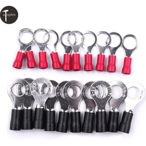 20PCS Red&Black Ring Insulated Connector Terminal Block RV1.25-8 5/16&RV3.5-8 5/16 Cable Wire Electrical Crimp Terminator