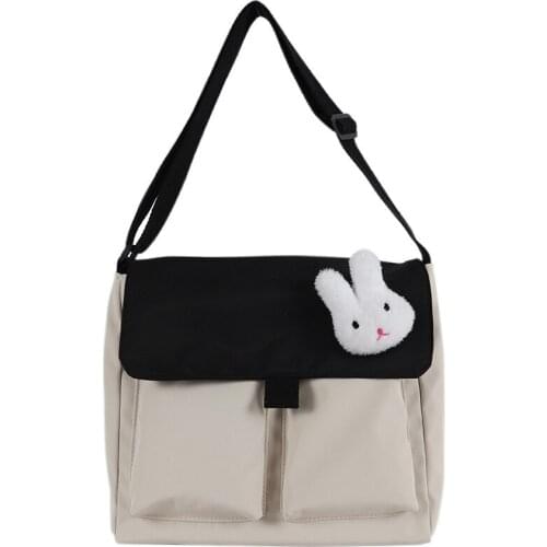 2021 Fashion Panelled Shoulder Women Laptop Case Holder Handbag Rabbit Decoration Crossbody Messenger Lady Capacity Square Bags